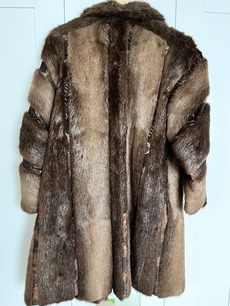 Naturalne futro L XL Muskrat natural Fur vintage skóra wstawki 40/42