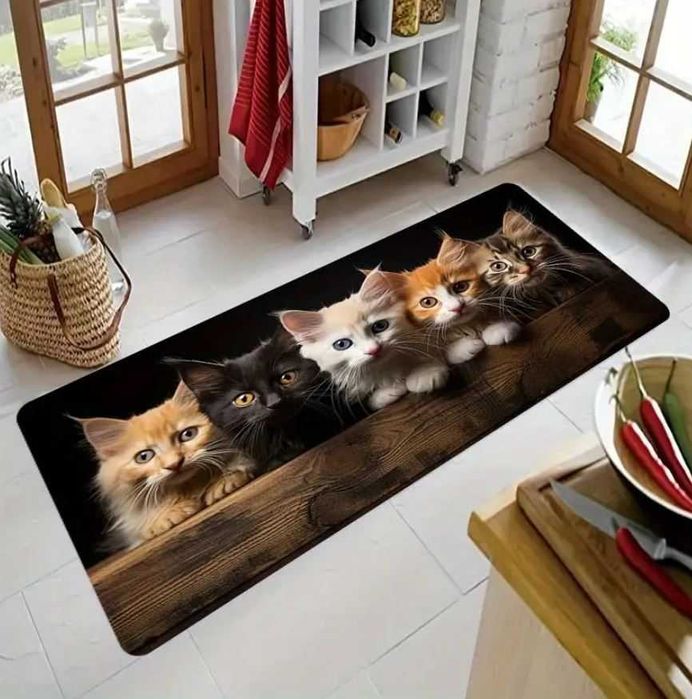 DYWANIK 2D kuchenny 40x120cm z kotami Maine Coon wycieraczka h185