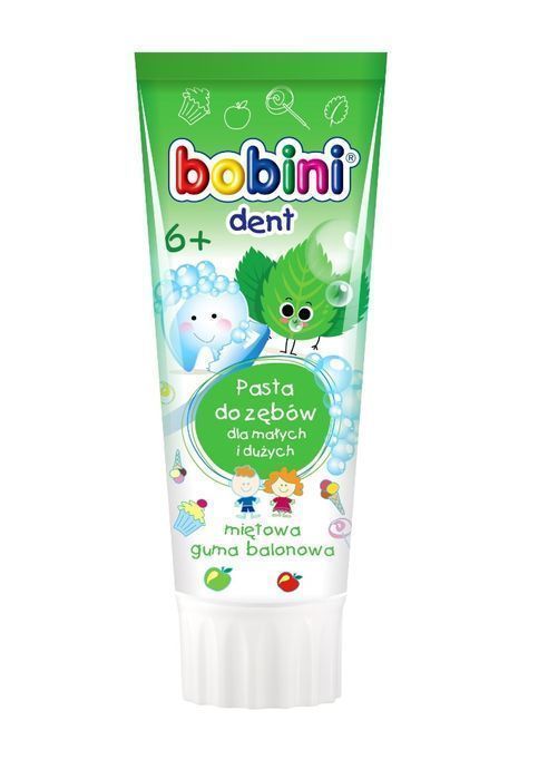 Pasta do zębów Bobini Dent dla dzieci 6+ lat, Miętowa Guma Balonowa