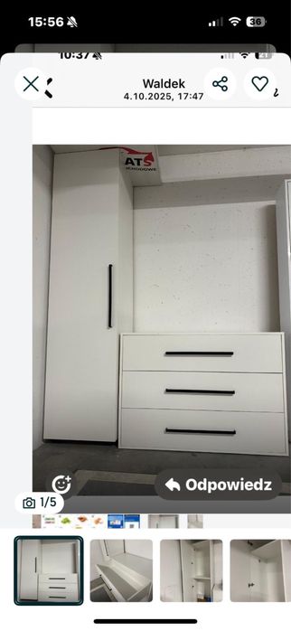 Komoda, słupek w kolorze białym