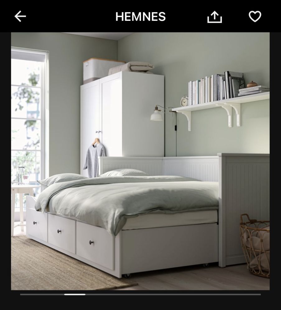 łóżko IKEA HEMNES z trzema pojemnymi szufladami – białe