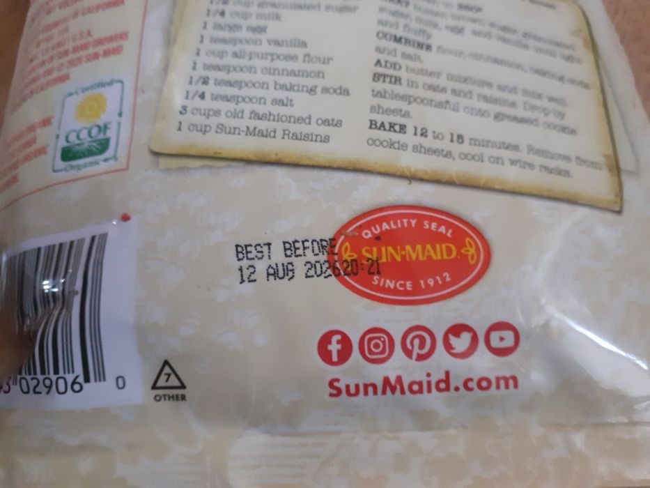 Rodzynki organiczne ze słonecznej Kaliforni, 900g.