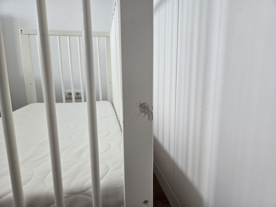 IKEA Gulliver berço / cama de grades + colchão e roupa de cama