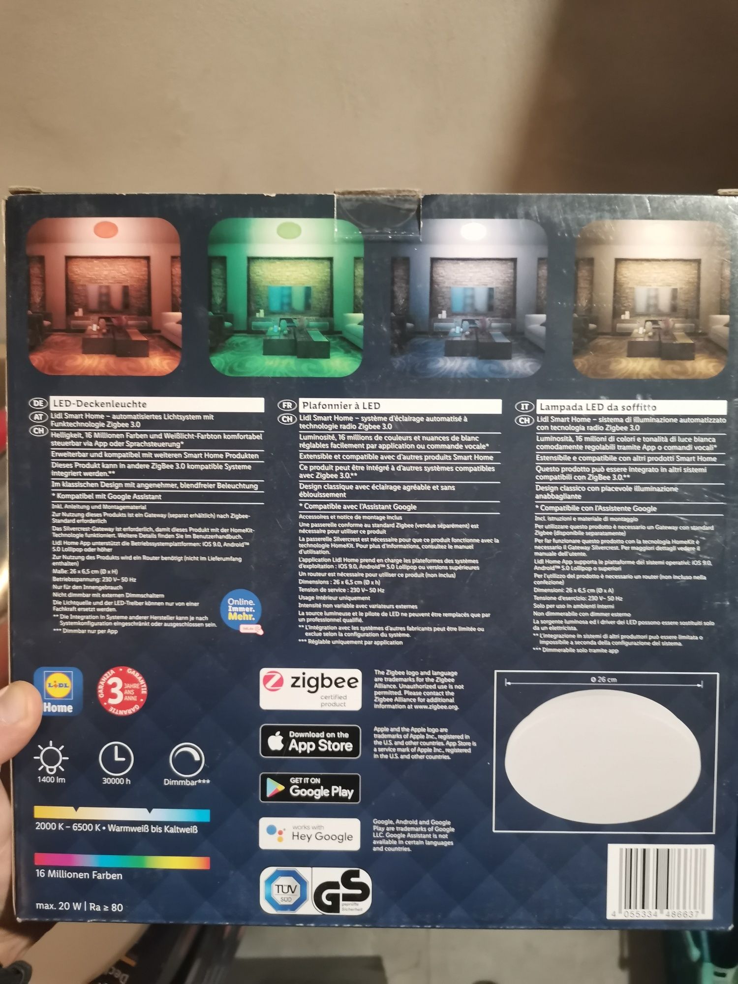 6x plafon LED RBG wifi 20W plus moduł sterujacy POLECAM