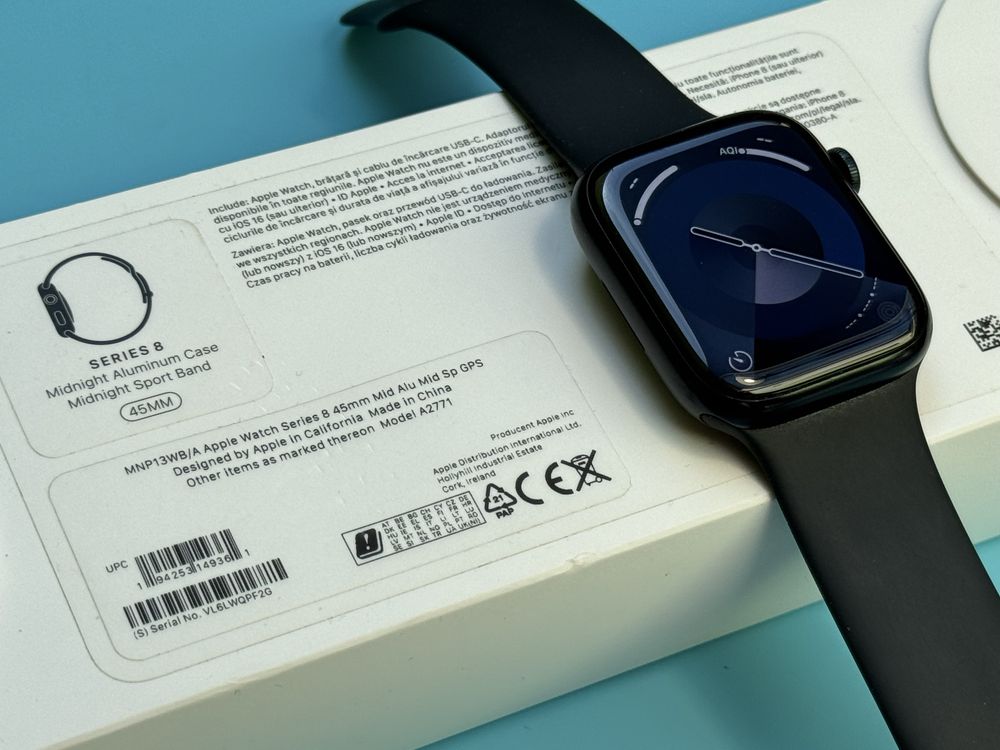 Apple Watch 8 Midnight 45 mm | Komplet | Stan BDB | 97%