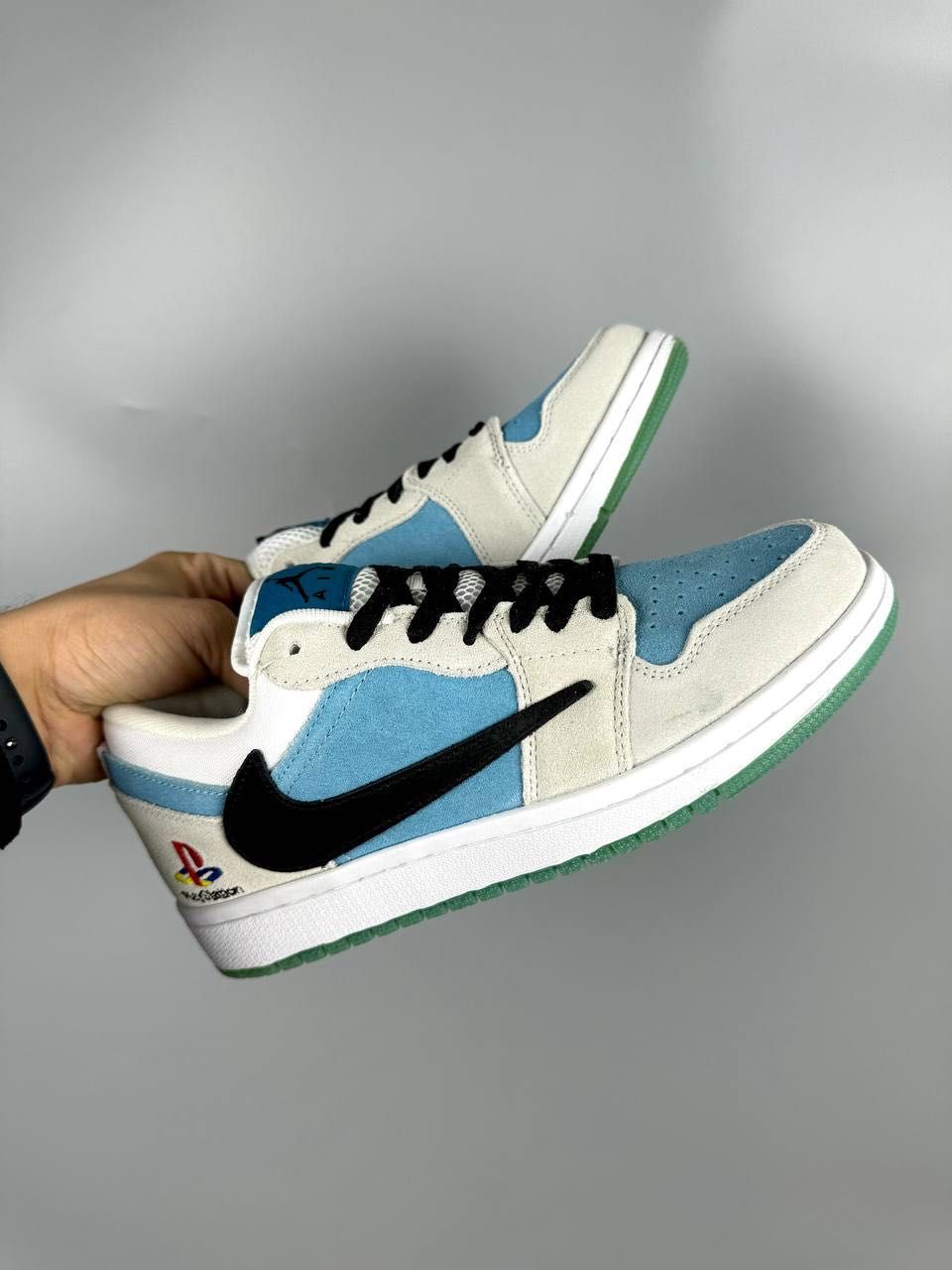 Кросівки Nike Air Jordan, кросовки Найк Аір Джордан бежево - голубі