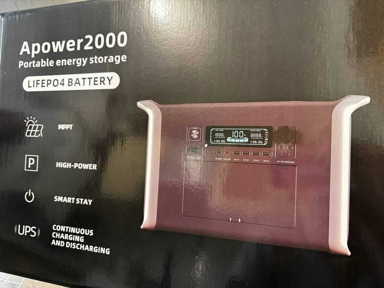 Портативна зарядна станція. ЕЛЕКТРОСТАНЦІЯ, 2kW. 2600 Вт/ч. APower