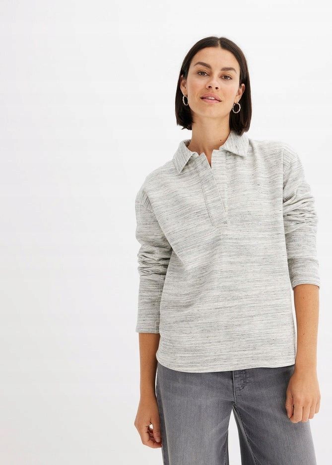 B.P.C szara sweterowa bluza z kołnierzykiem r.40/42
