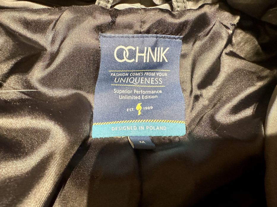 Płaszcz szary OCHNIK, skórzany ocieplany rozmiar M