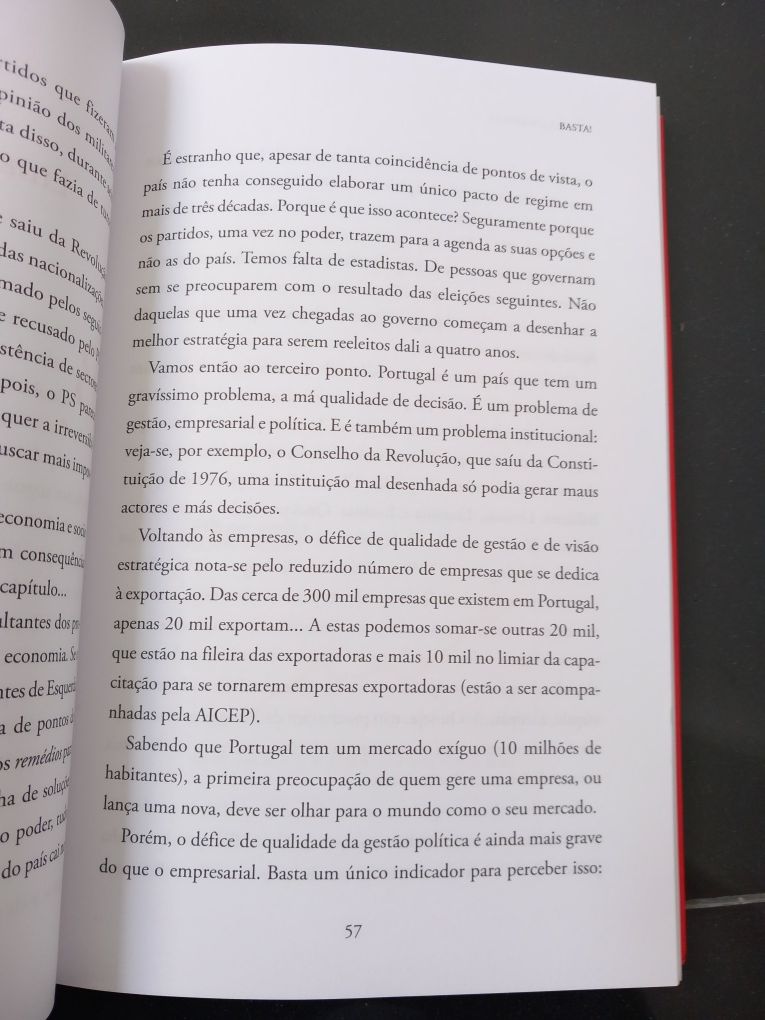 Livro "Basta" Camilo Lourenço, portes grátis