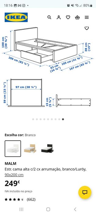 Vendo Cama solteiro com duas gavetas e colchão