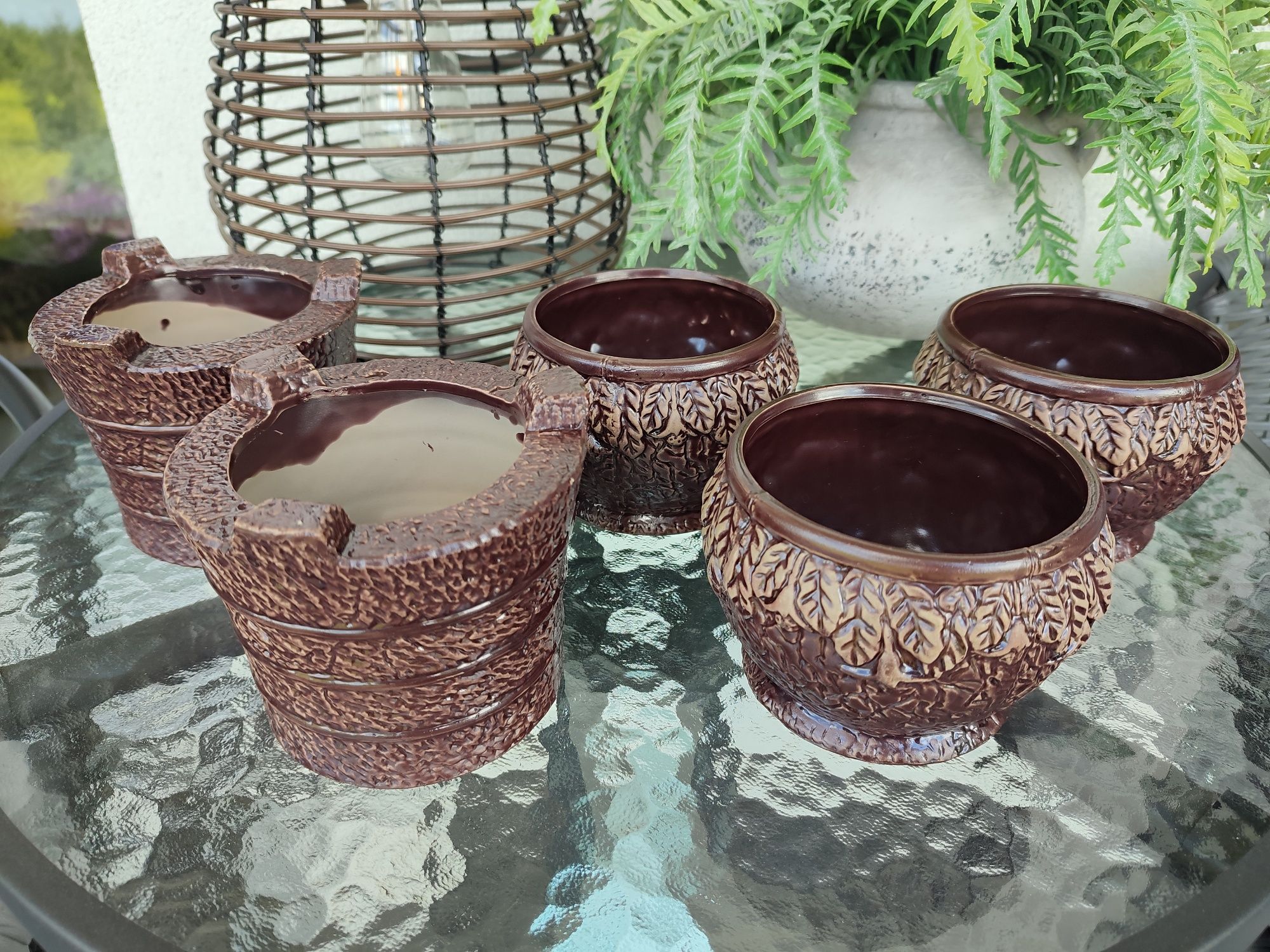 Zestaw 5 ceramicznych małych doniczek
