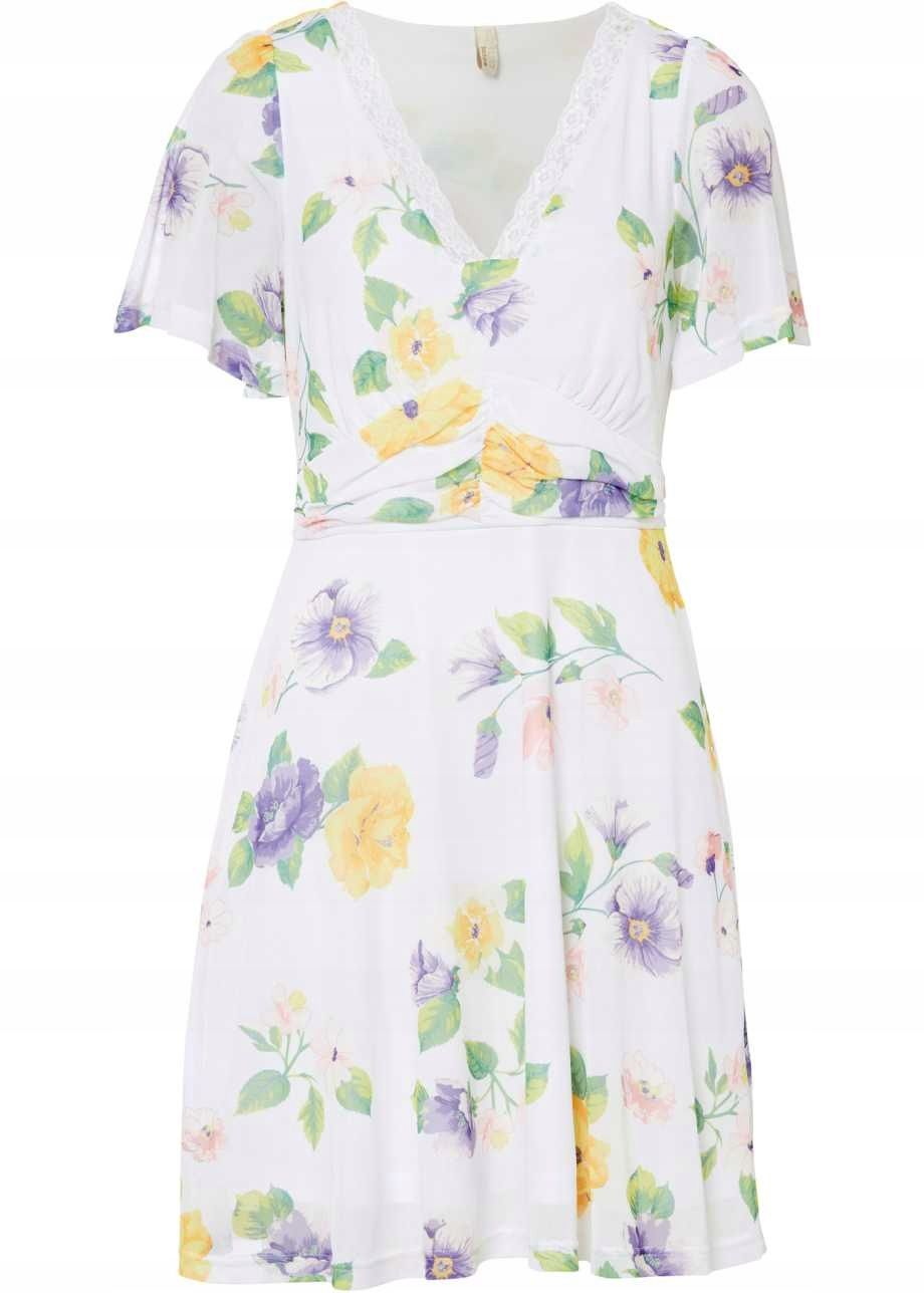 B.P.C sukienka ze wstawką z siateczki i w kwiaty 40/42.