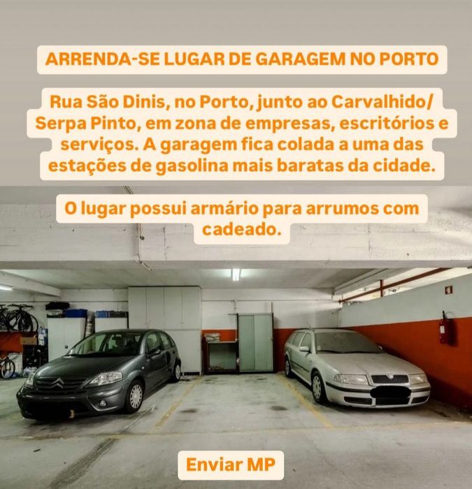 Lugar de garagem no Porto, Rua São Dinis (Carvalhido/Serpa Pinto)