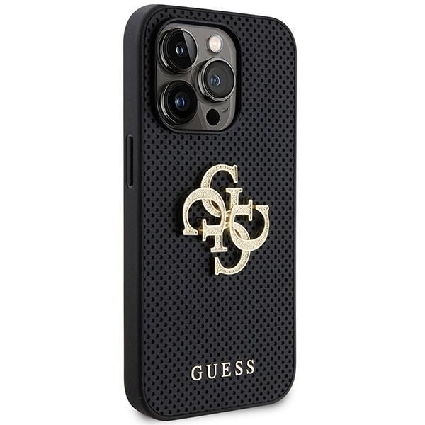 Etui iPhone 15 Pro Guess Czarny Hardcase Leather 4G Glitter Logo