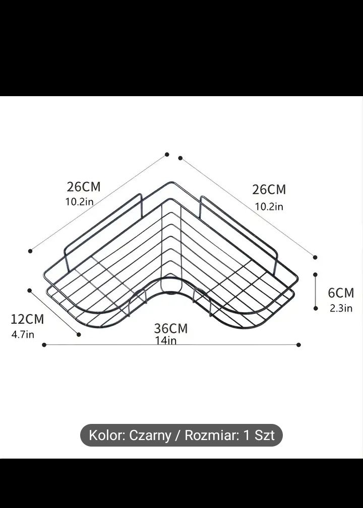 Półka łazienkowa narożnikowa 1 szt., organizer zewnętrzny z półkami