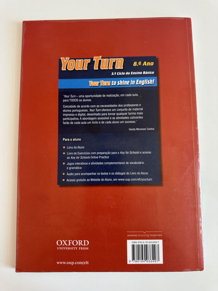 Manual de Inglês 8 ano “ Yout turn” com Caderno de Atividades