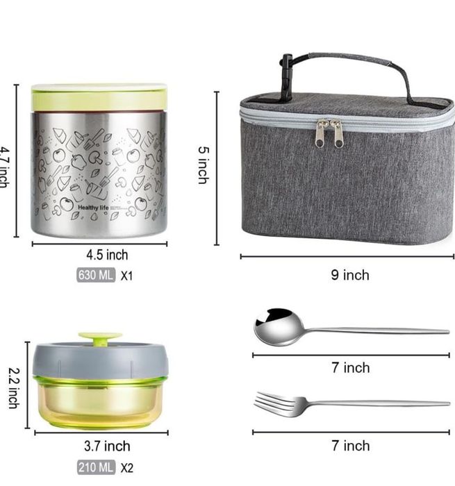 Zestaw lunchboxów Lille Home że sztućcami