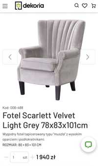 Fotel Scarlett Velvet Light Grey