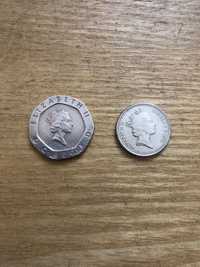 Монеты Великобритании 20 и 5 пенсов