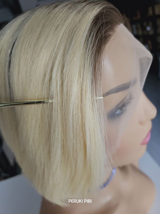 Peruka z włosów naturalnych w 100% blond odrost Ala lace front