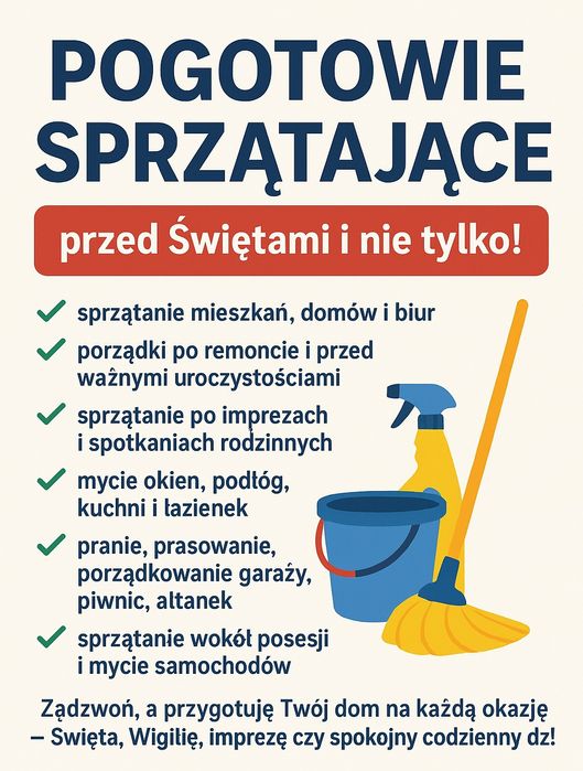 POGOTOWIE SPRZĄTAJĄCE,  domy, mieszkania, apartamenty..