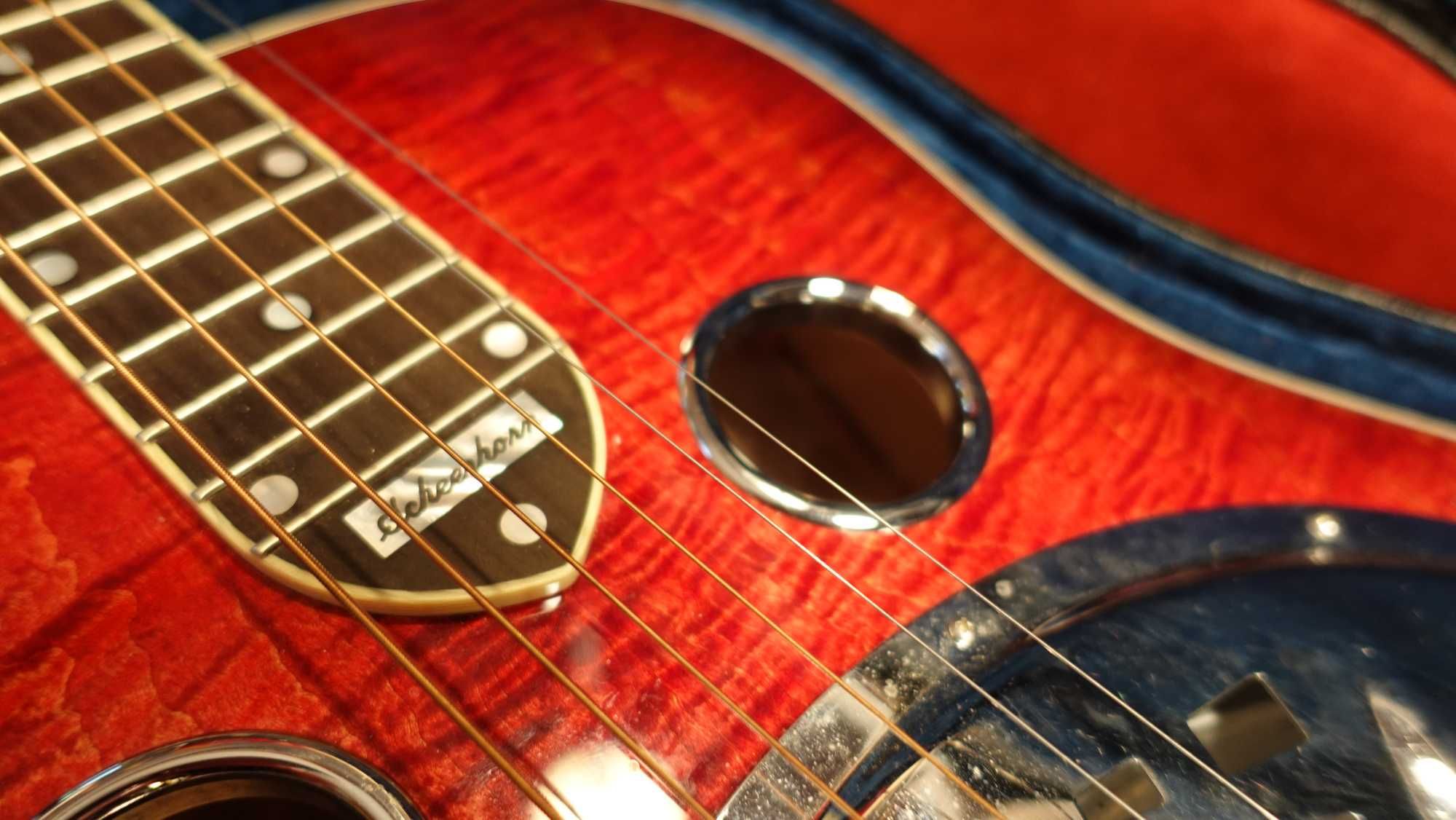 Gitara DOBRO Scheerhorn L-Body Flame Maple Squareneck Resophonic