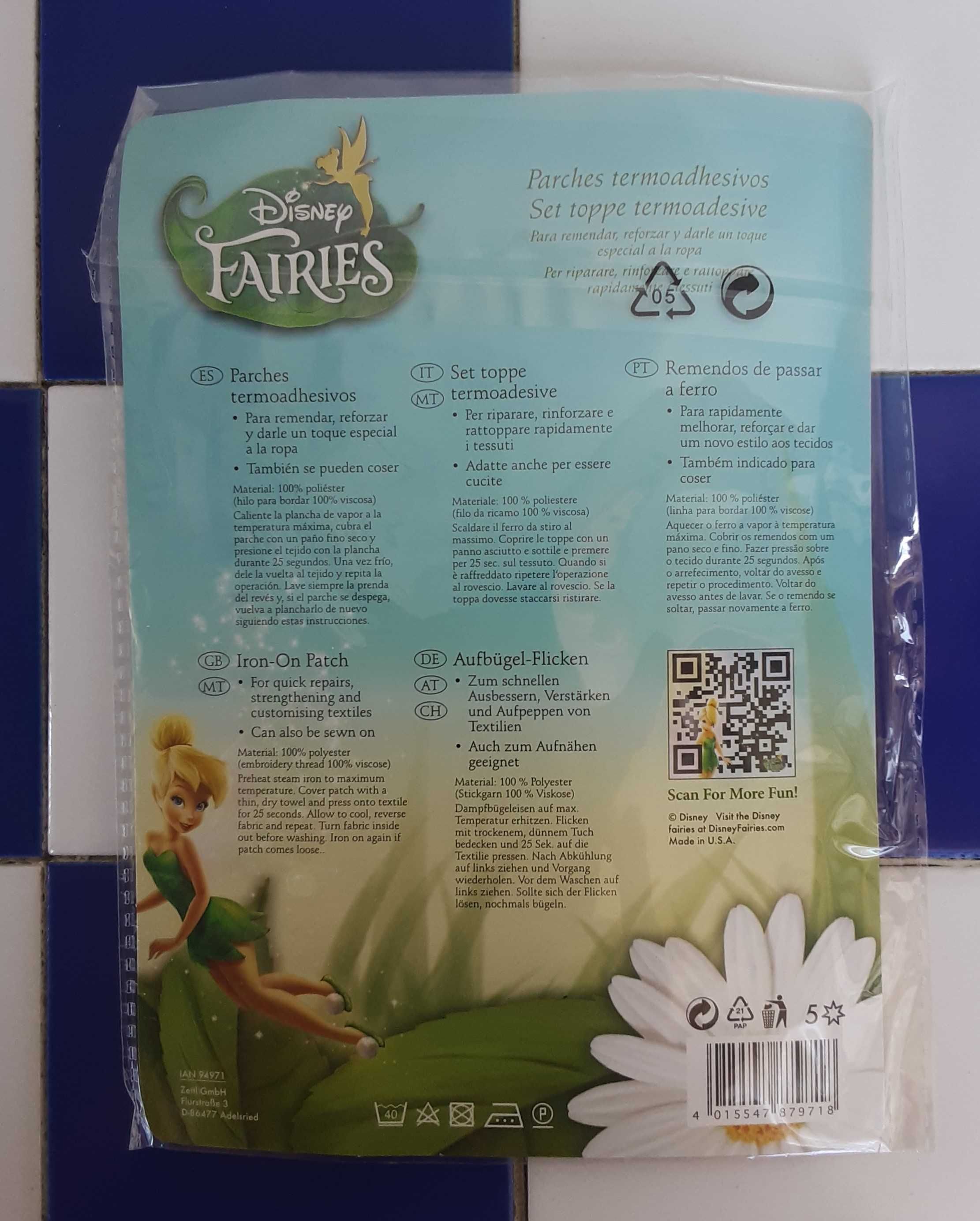 Pack de 3 Remendos de Passar a Ferro Disney/Sininho (NOVO, selado!)