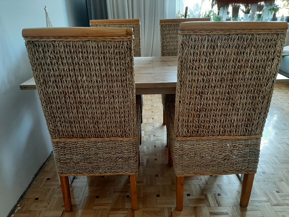 4 krzesła - wiklina plecionka