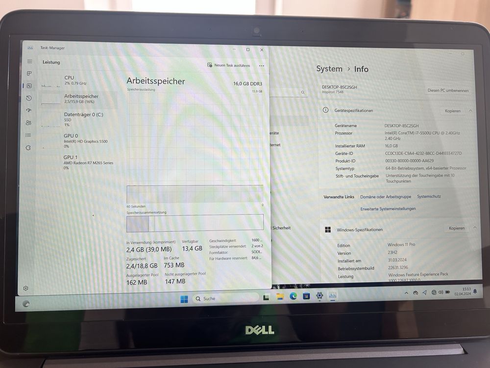 Ноутбук Dell Inspiron 7548 i7 ssd сенсорний