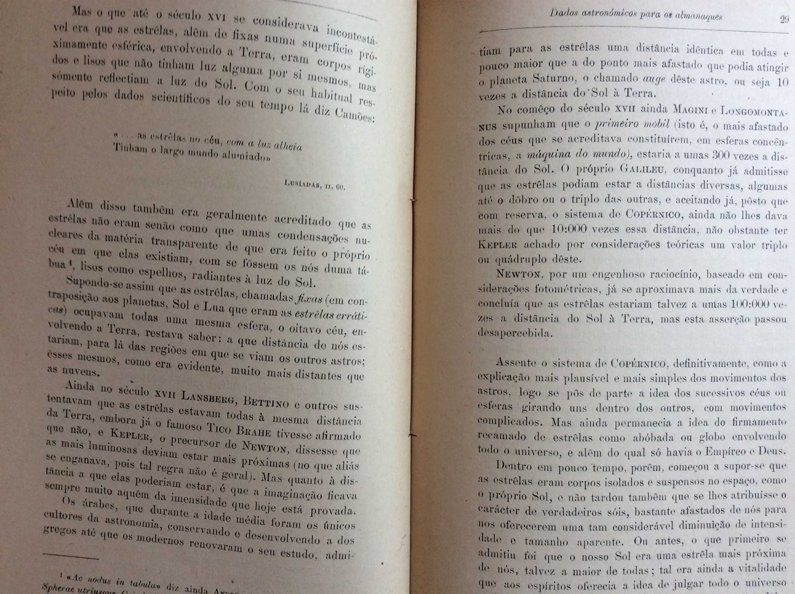 Dados astronómicos para os almanaques de 1919 para Portugal.  Raro