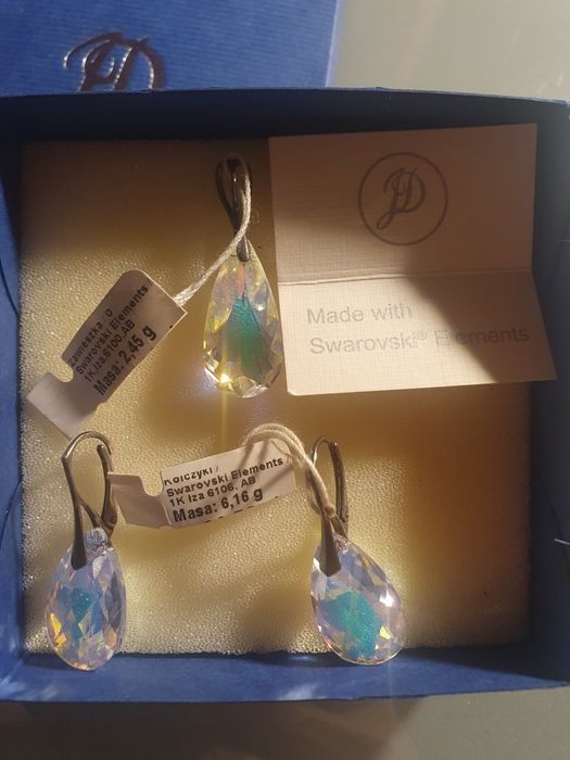 Kolczyki i zawieszka srebrna z kryształami Swarowskiego