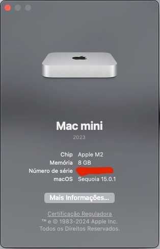 Mac Mini M2 8GB Ram 512GB Armazenamento