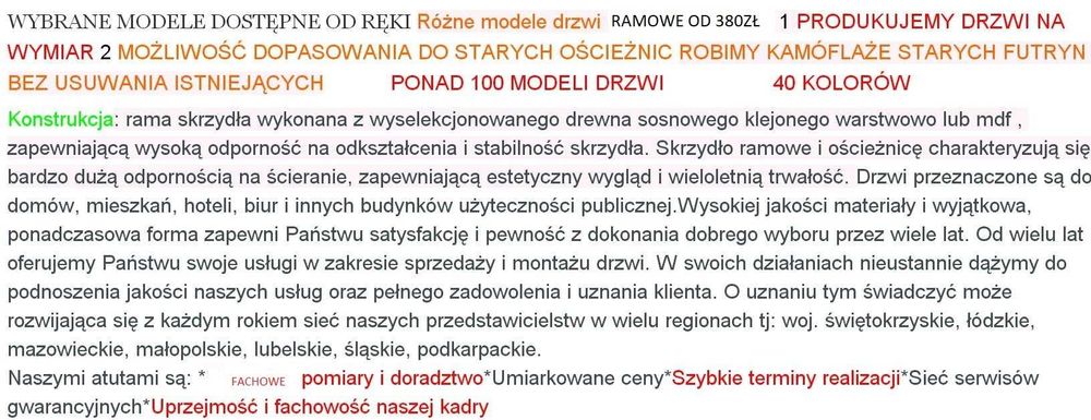 NOWE drzwi wewnętrzne pokojowe kamuflaż maskowanie ościeżnic futryn