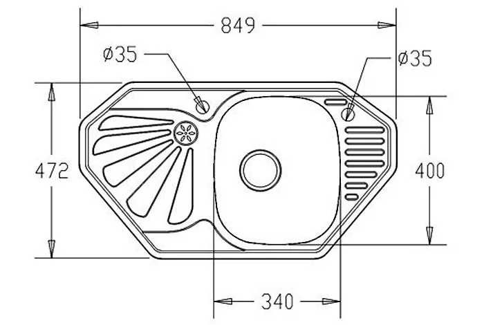 Мойка угловая, трапеция