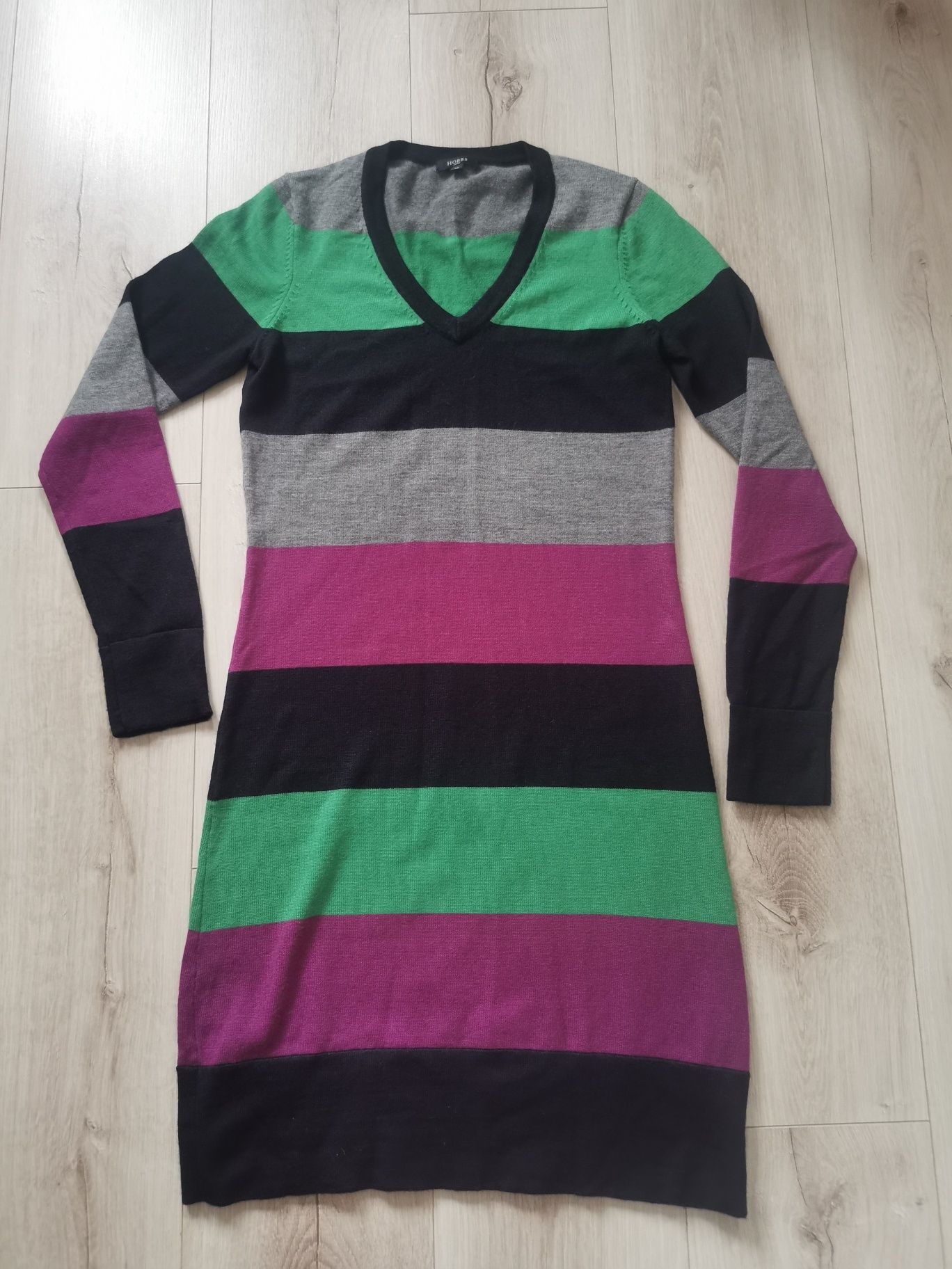 Hobbs wełniana sukienka longsleeve 100% wełna M
