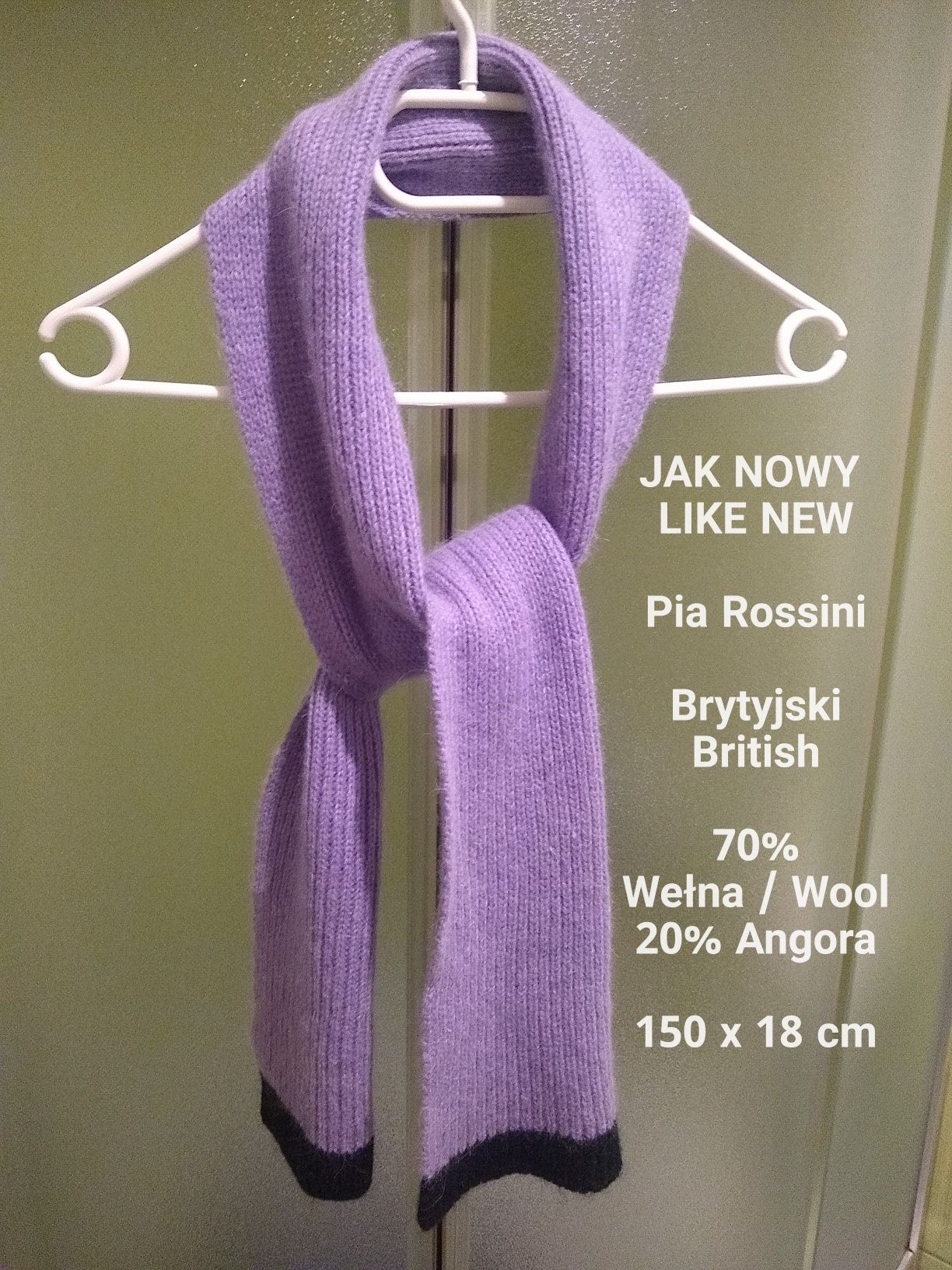 Pia Rossini  Brytyjski szal wełniany z angorą,  20% Angora