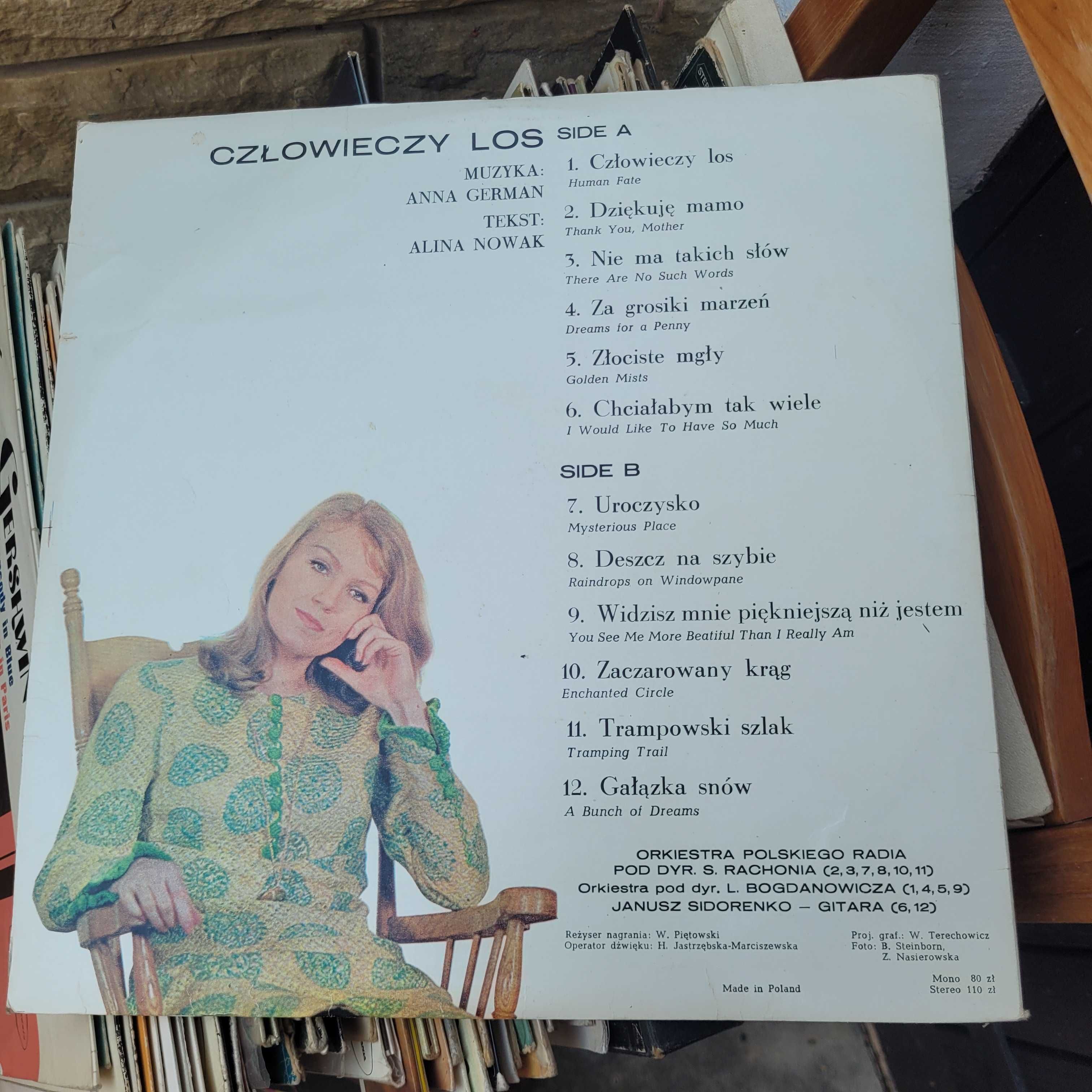 ANNA GERMAN - Człowieczy los, vinyl xl 0593