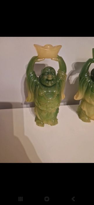 Conjunto de 3 budas em jade