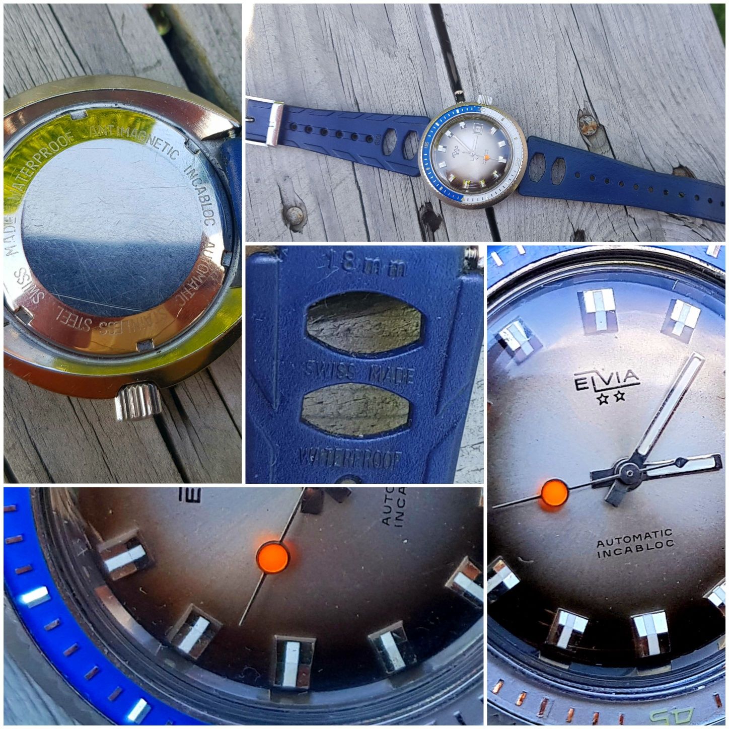 Zegarek meski Elvia Diver Automatic Lata 70te Vintage XL Unikat