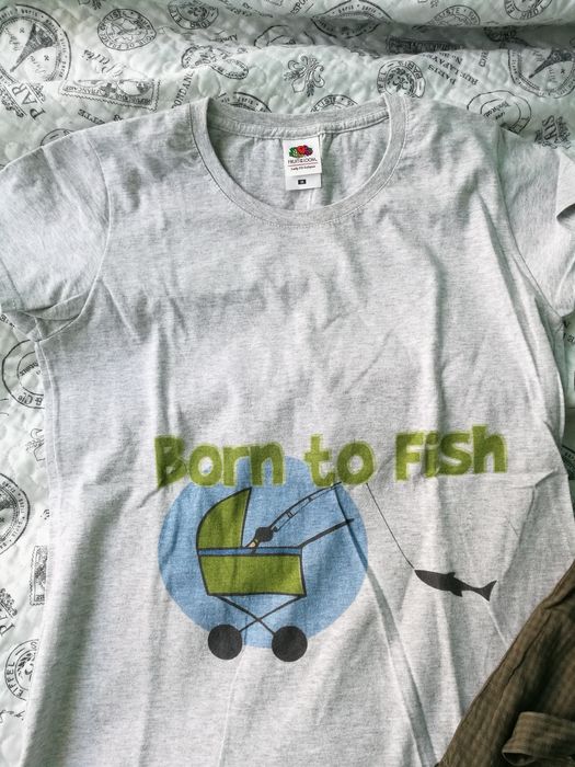 Bluzka na ciążę,ciążowa, dla kobiety w ciąży Born to fish, rozmiar M