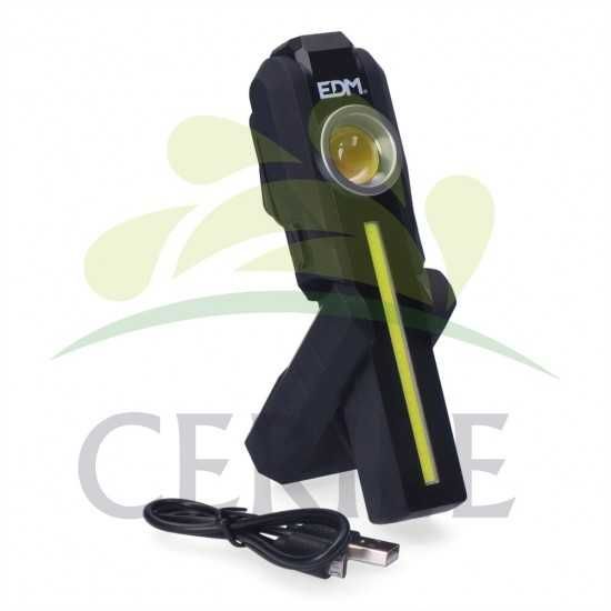 Lanterna Led Cob redonda 200 lm + cob frontal 200 lm + spot superior