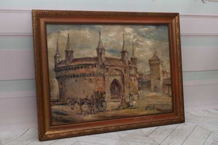 J. Fałat - Barbakan - Rynek Krakowski - Stary Polski Obraz - Kolekcja