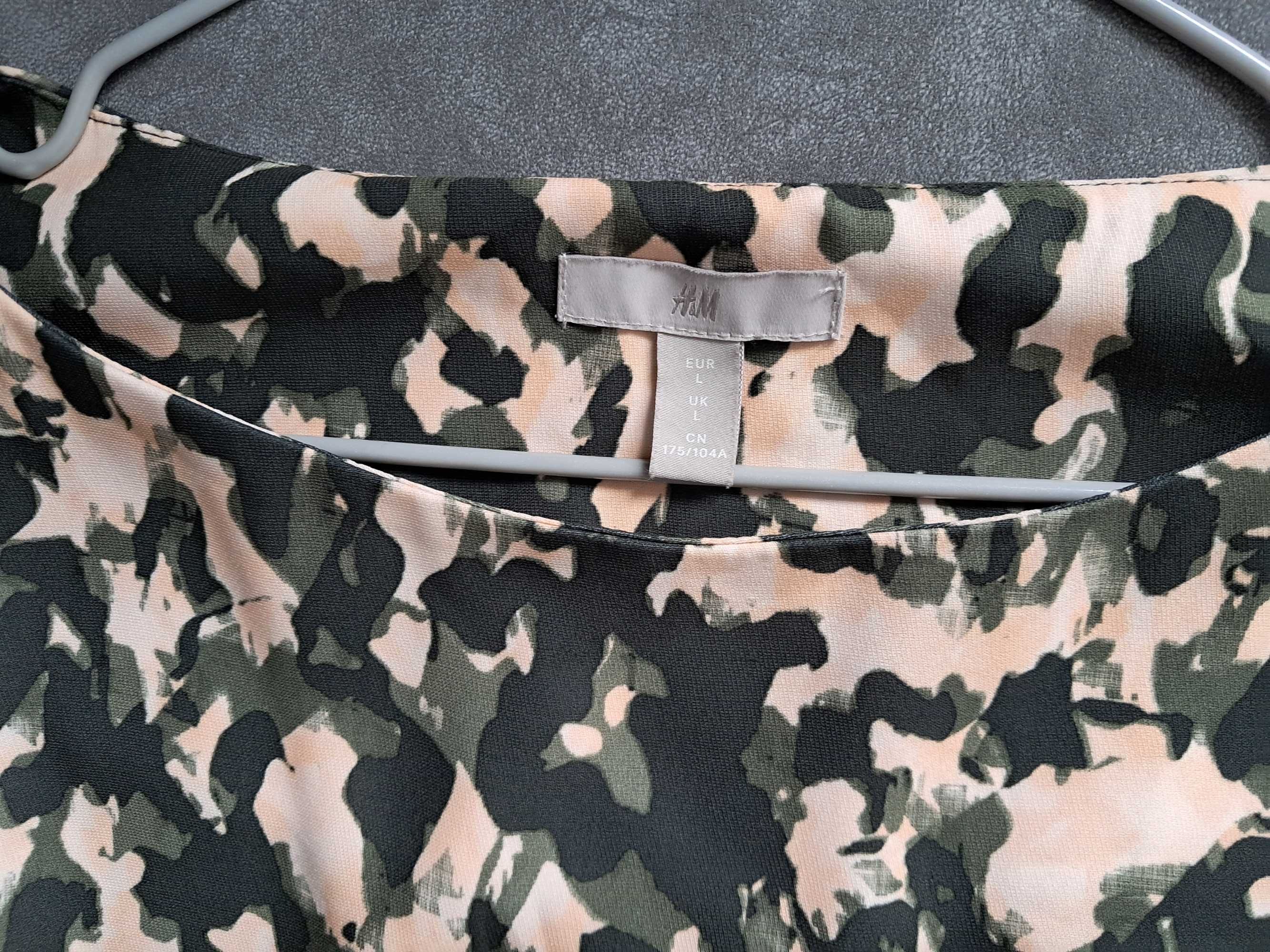 Sukienka H&M wzór zbliżony do moro rozmiar L , luźny prosty fason.