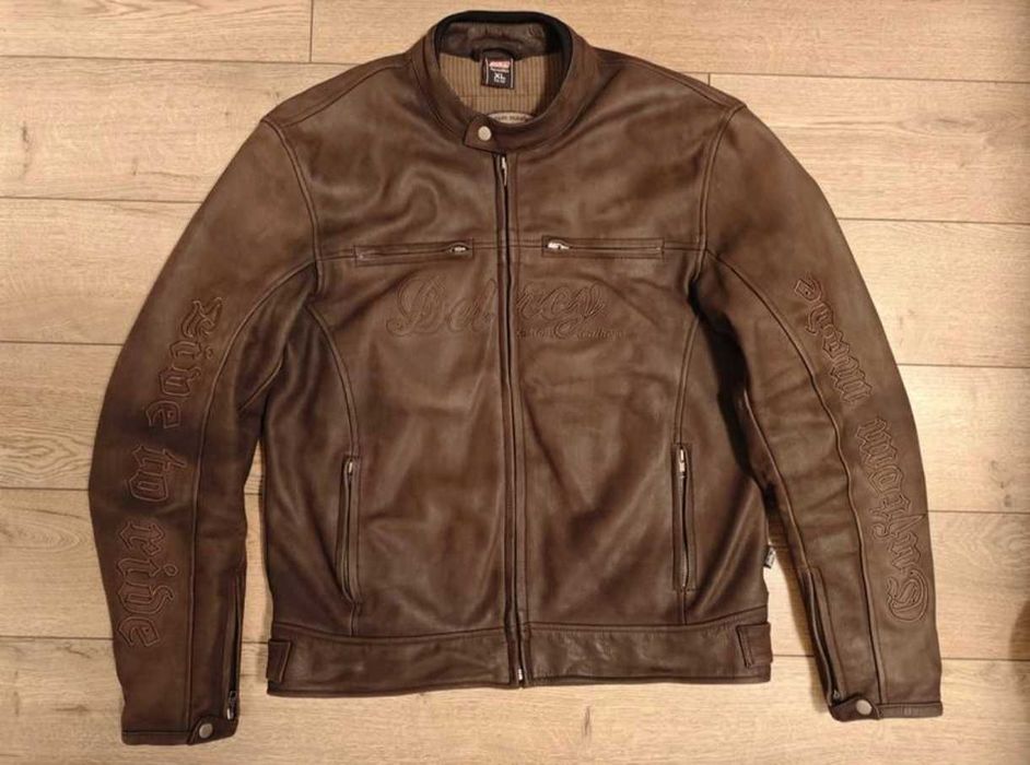 delroy р. xl коричнева шкіряна нубук куртка байкерська чоловіча мото