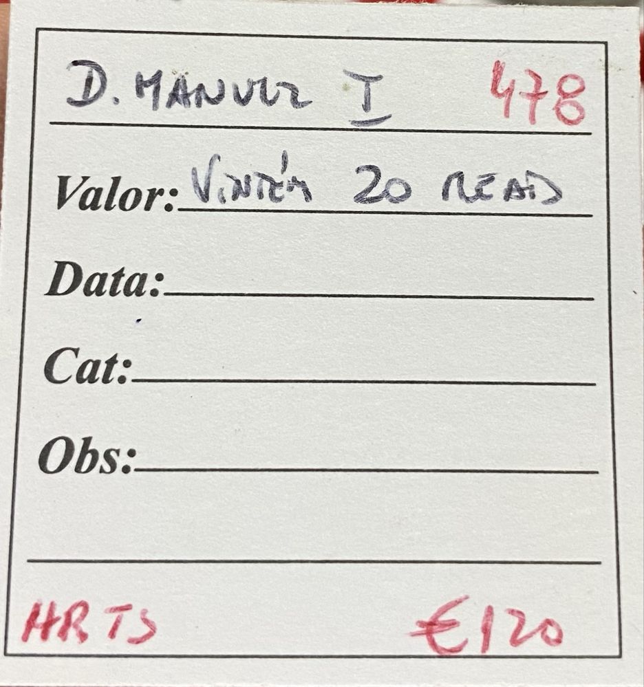 Moeda Vintem 20 Reais D MANUEL I