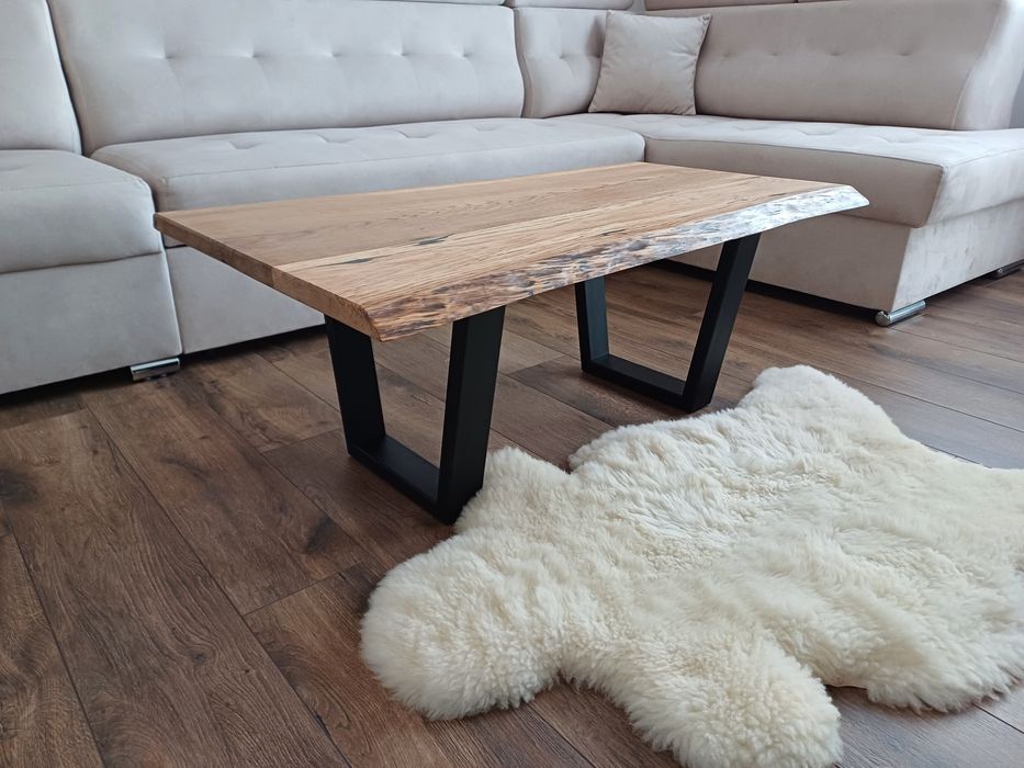 Rustykalny dębowy stolik kawowy z żywicą epoksydową loft industrial !