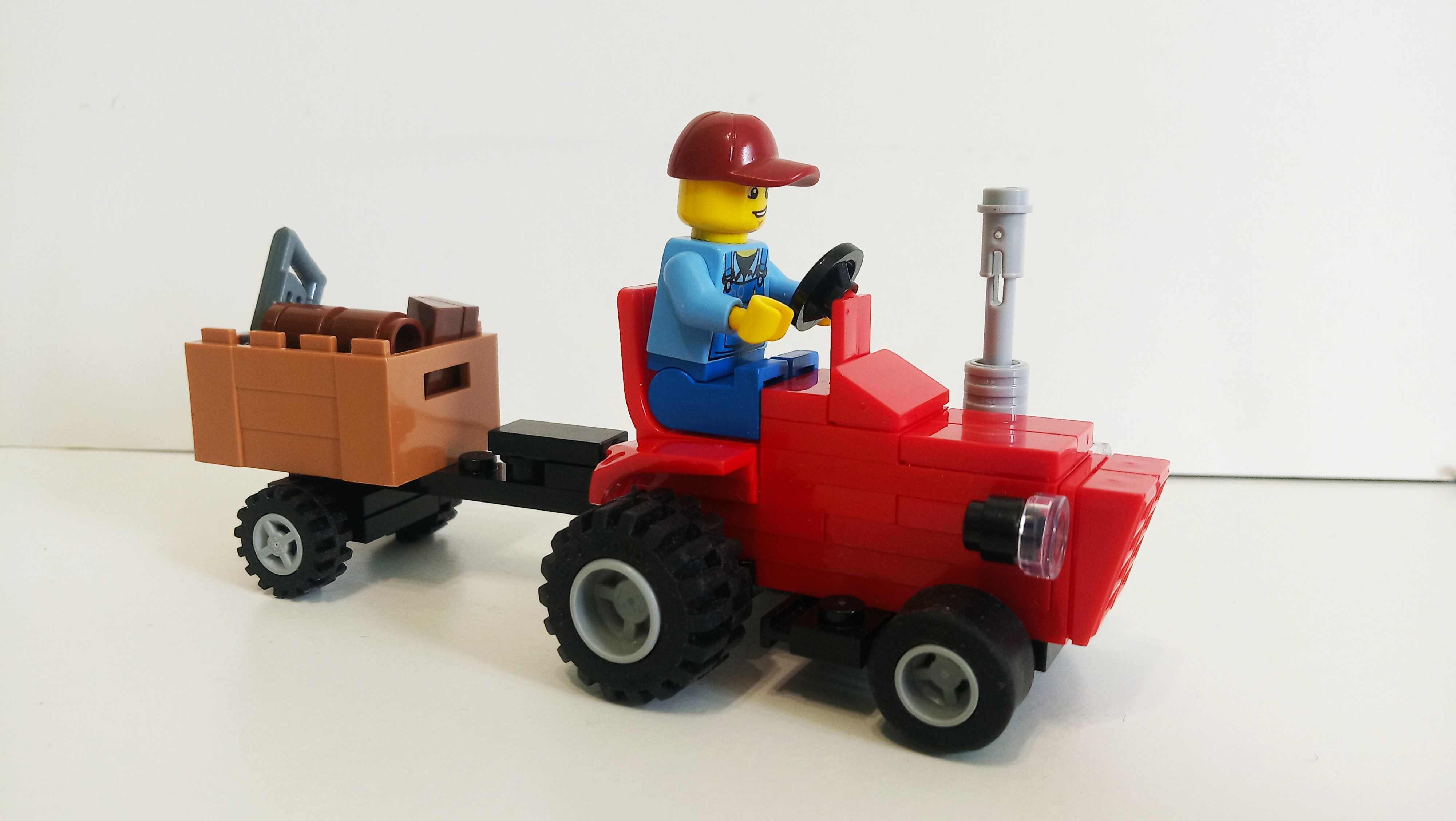 Lego Moc traktorek ursus c360 z przyczepką z drzewem