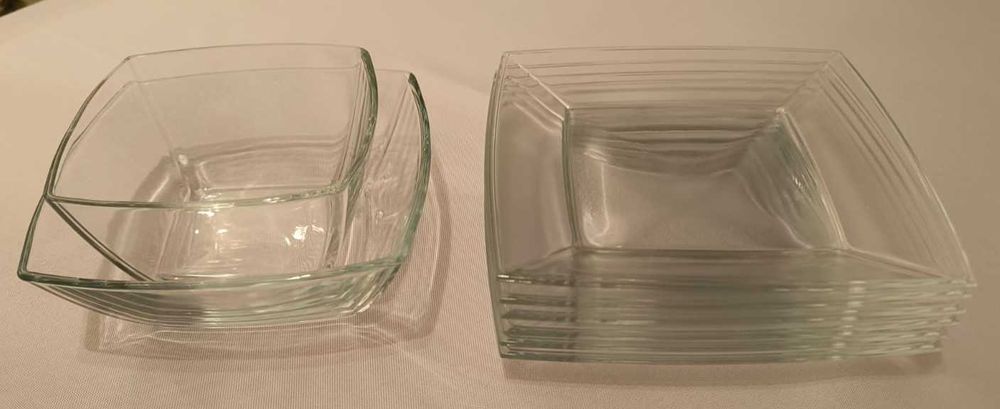 Zestaw 2 szt. salaterka 6 szt. talerzyk szkło przeźroczyste