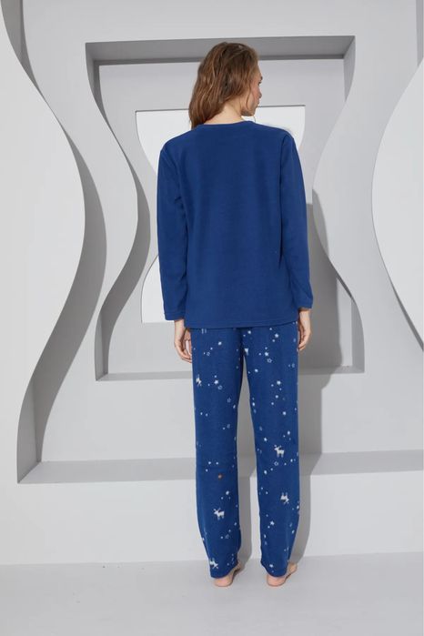 Жіноча тепла синя піжама| фліс, Туреччина